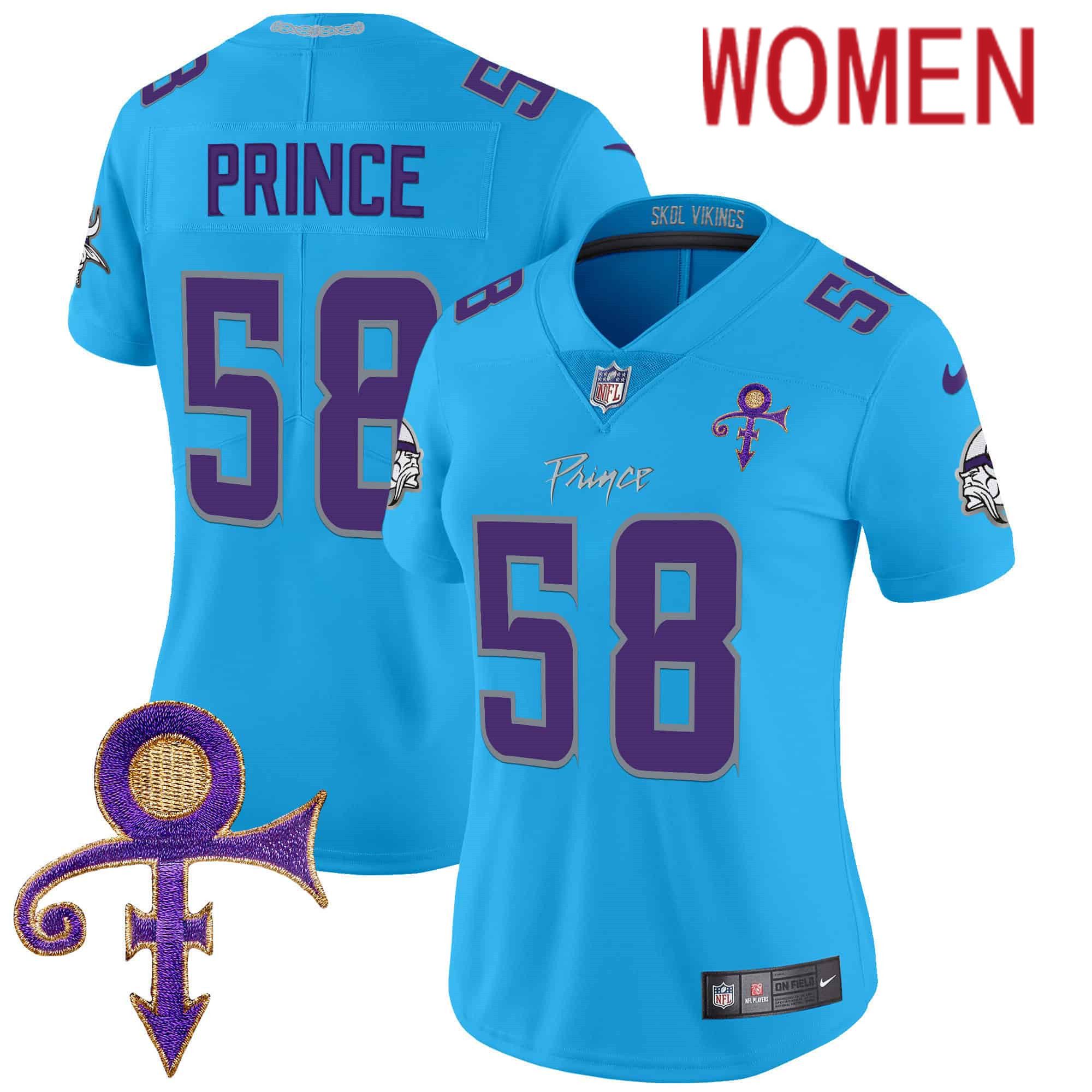 Women Minnesota Vikings #58 Prince Light Blue 2024 Nike Prince Vapor Limited NFL Jersey